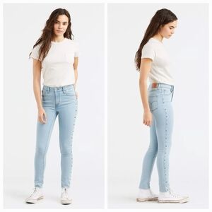 NWOT Levi's 27 Indie Sleeze Boho Festival High Rise Raw Hem Beaded Skinny Jeans